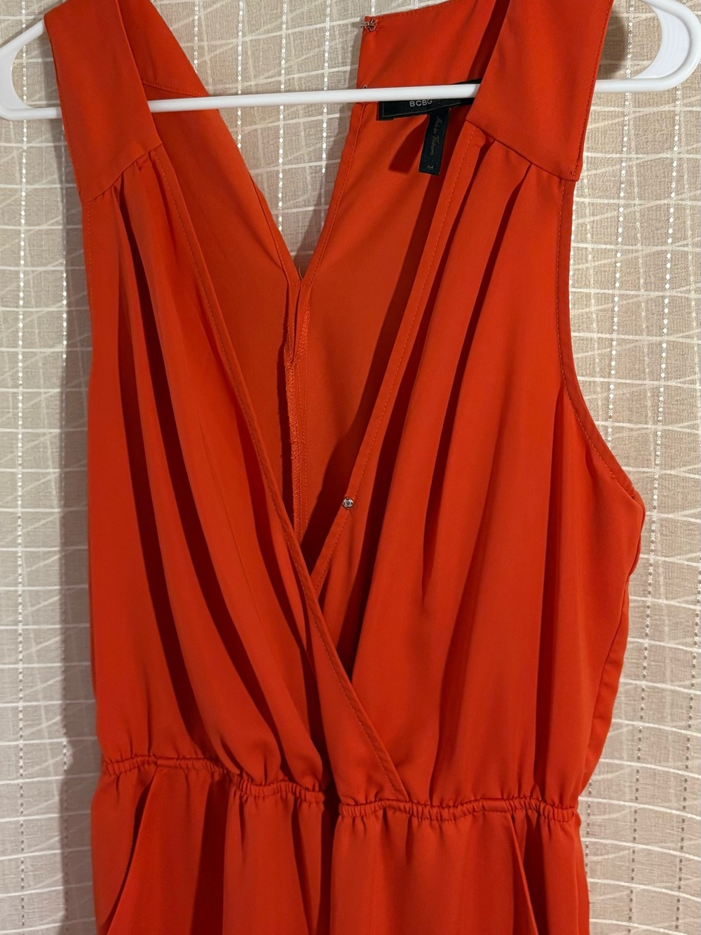 BCBGMAXAZRIA Sleeveless Orange V-Neck Women’s Jumpsuit